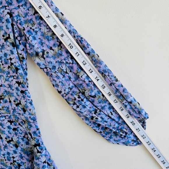 Vici Floral Mini Dress XS Blue Pink Casual Cottagecore Shirt Dress Summer Boho - Picture 8 of 12